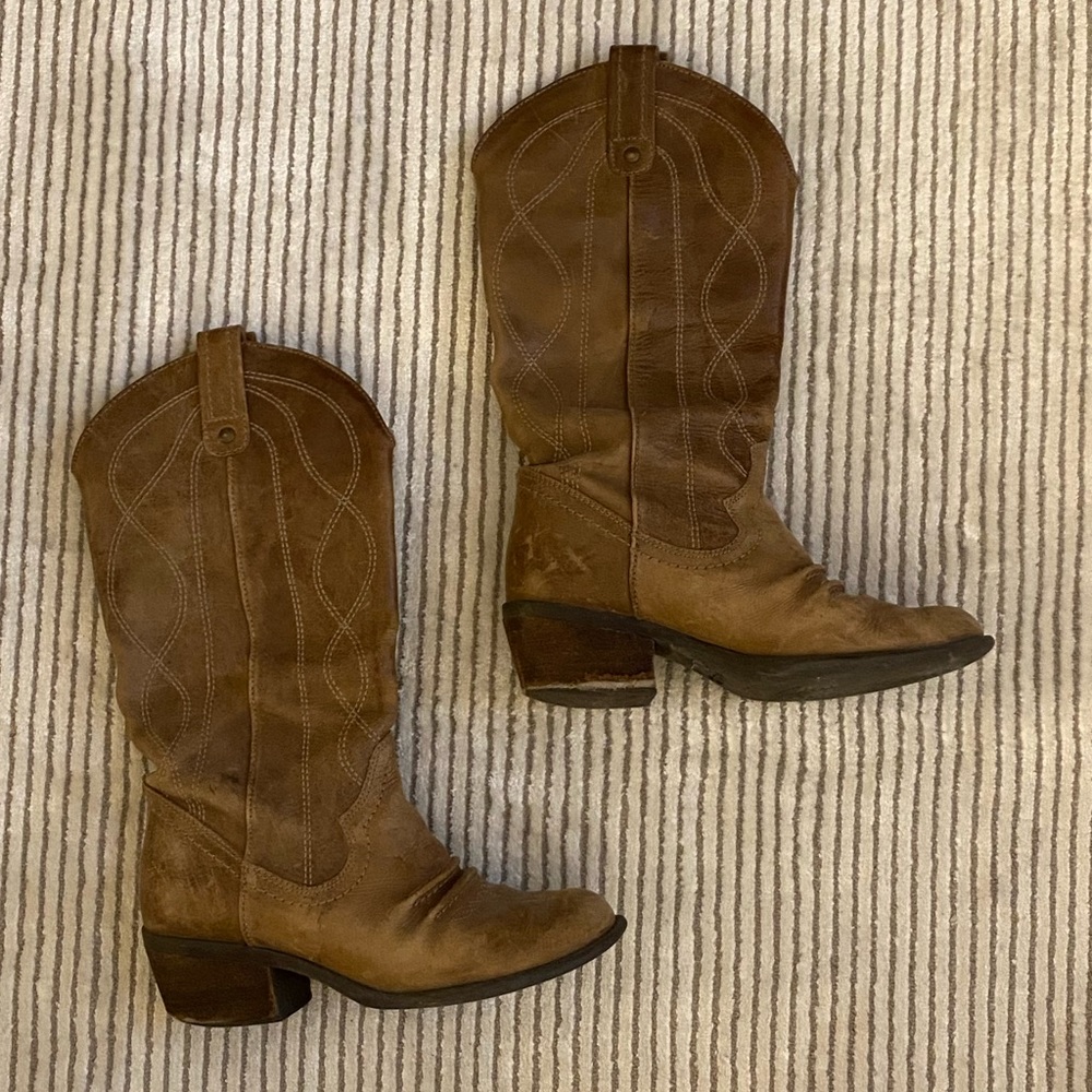 Nurture brown/tan leather cowboy boots, Size 7
